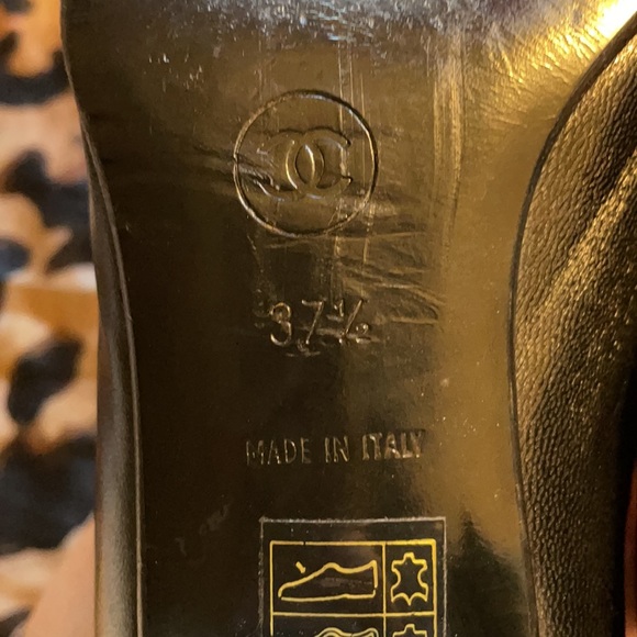 Chanel Black Leather Ballet Block Low Heel 7.5 - Picture 9 of 13